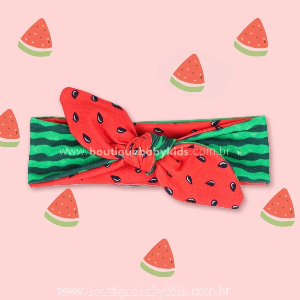 Faixa Bebê Temática Laço Melancia - Boutique Baby Kids