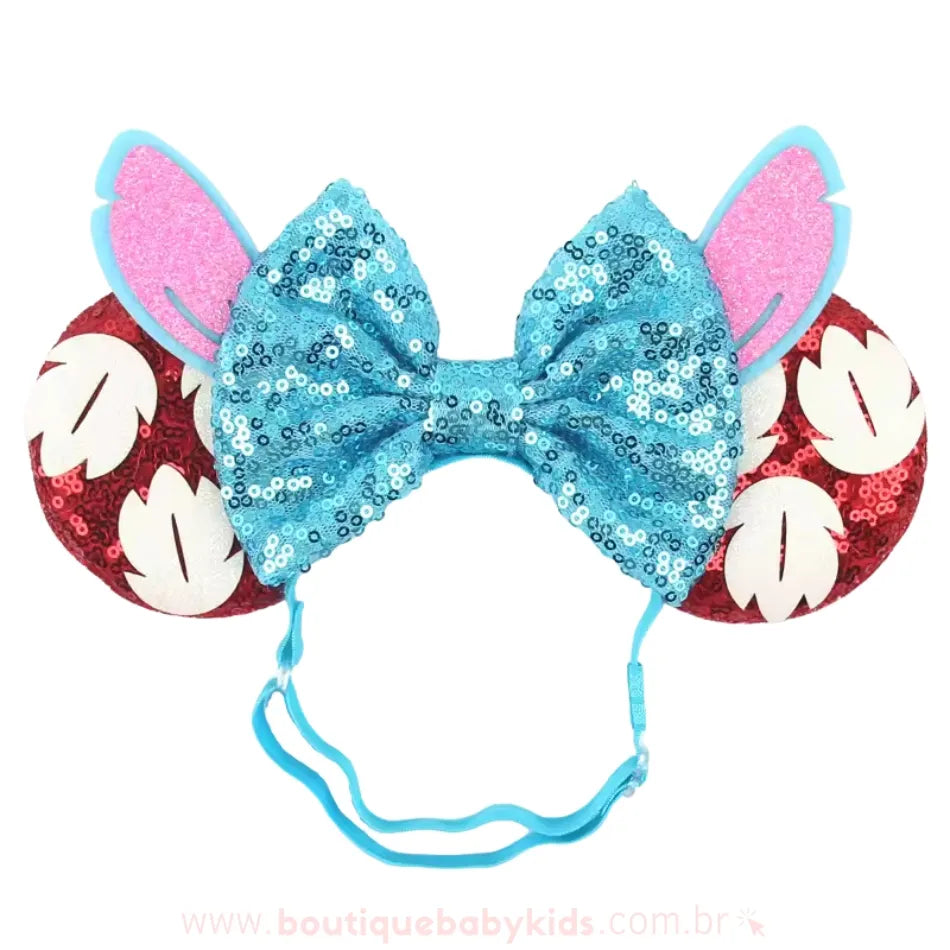Faixa Temática Disney Lilo & Stitch com Orelhinhas - Boutique Baby Kids