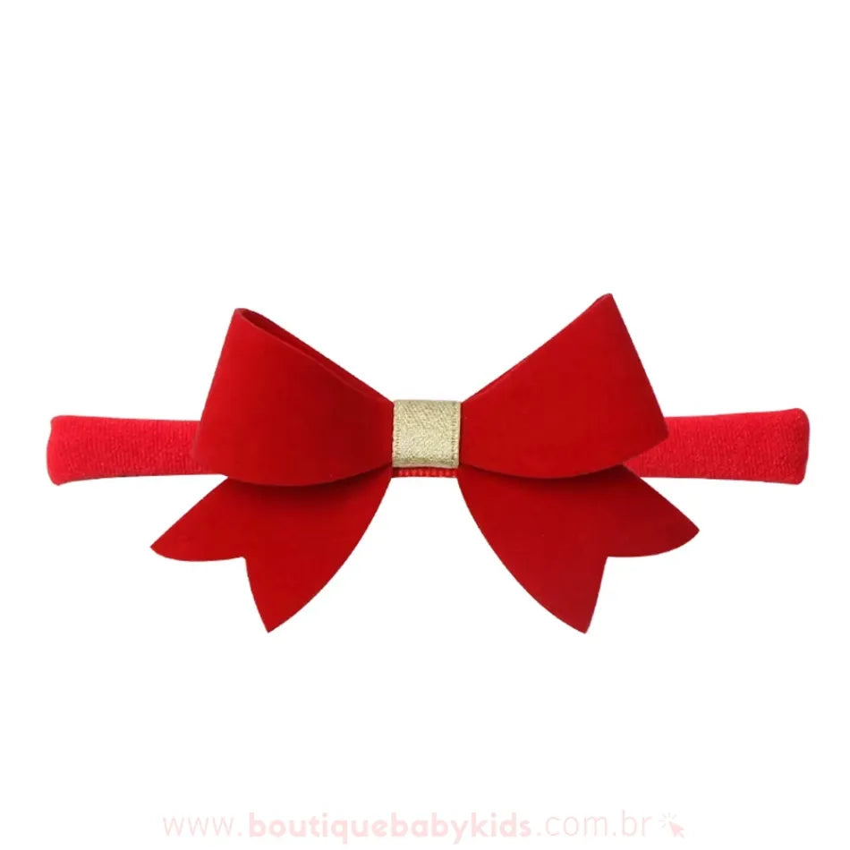 Faixa Temática Festiva Natal Encantado Laço Vermelho - Boutique Baby Kids