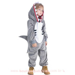 Pijama Macacão Infantil Fantasia Tubarão Cinza - Boutique Baby Kids