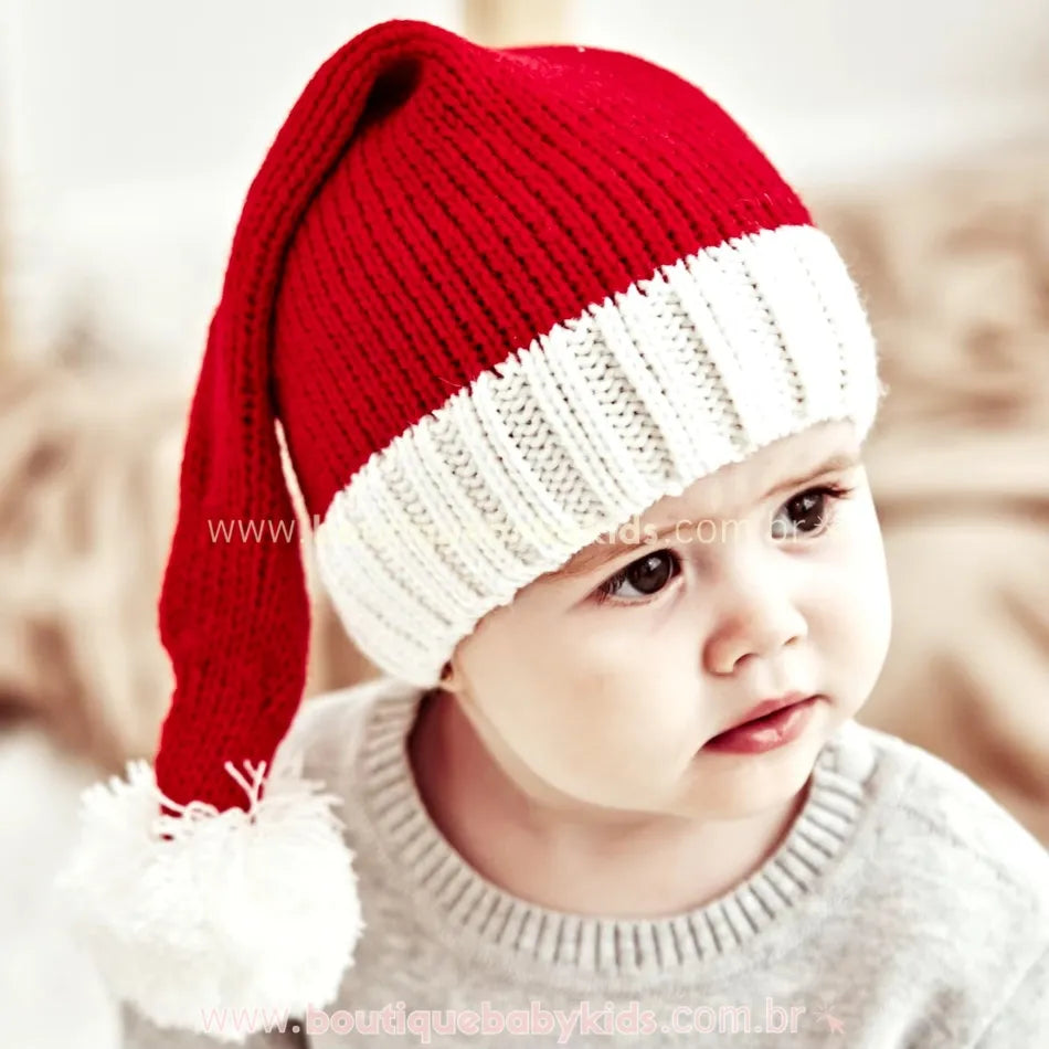 Gorro Bebê Tricot Papai Noel