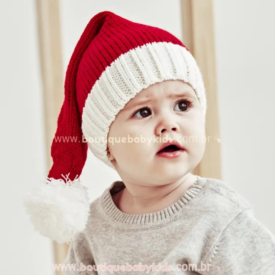 Gorro Bebê Tricot Papai Noel