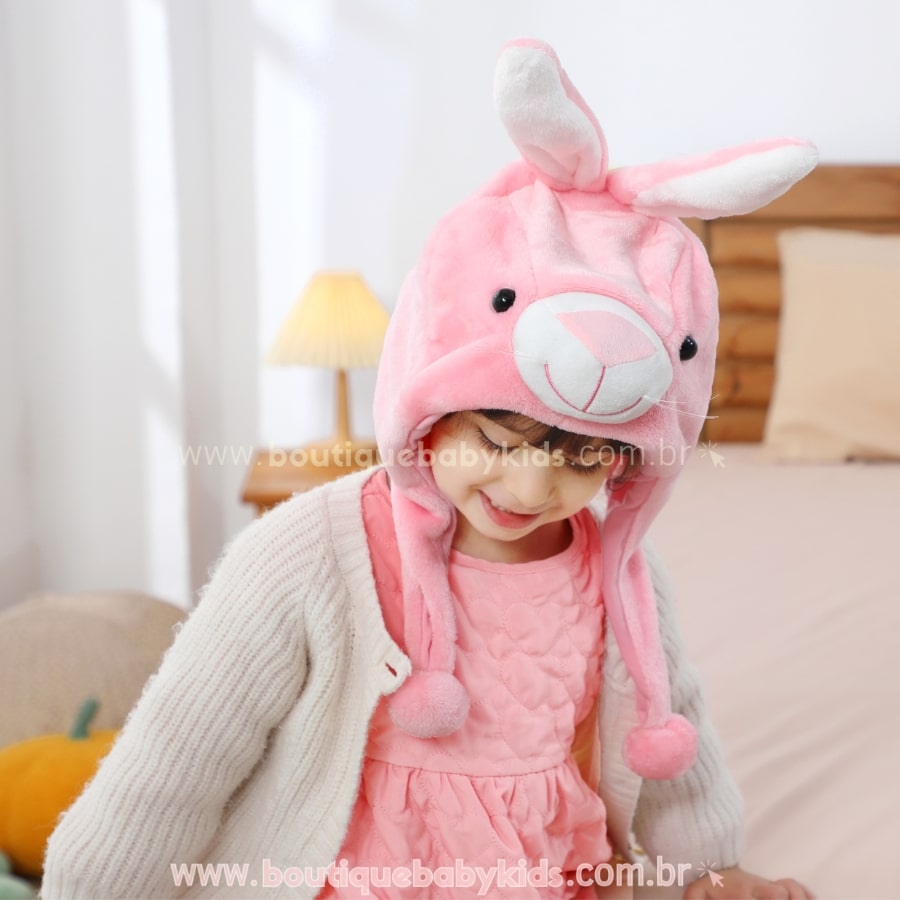 Gorro Infantil Temático Bichinho Coelhinha Rosa - Boutique Baby Kids