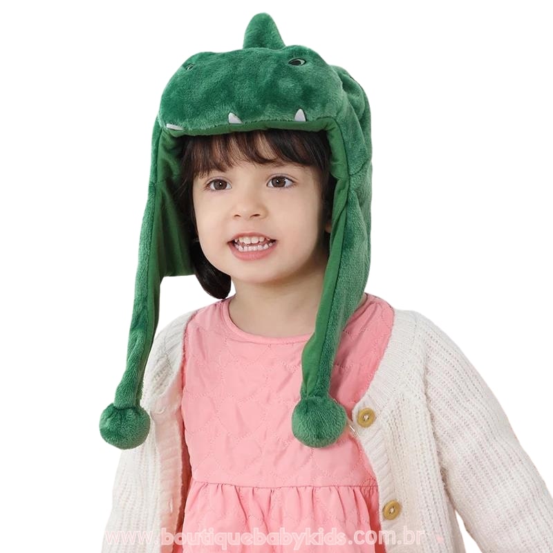 Gorro Infantil Temático Bichinho Dinossauro Verde - Boutique Baby Kids