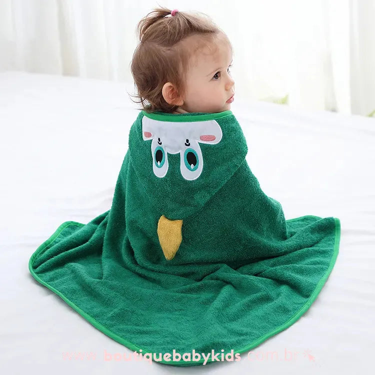 Toalha de Banho Bebê Bichinho Divertida Dinossauro Verde - Boutique Baby Kids