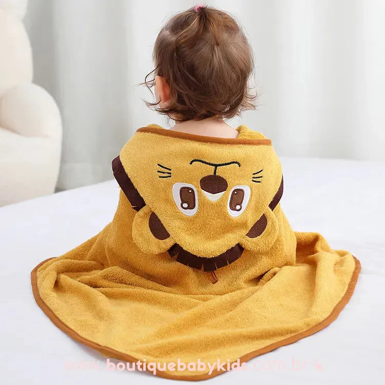 Toalha de Banho Bebê Divertida Leãozinho - Boutique Baby Kids