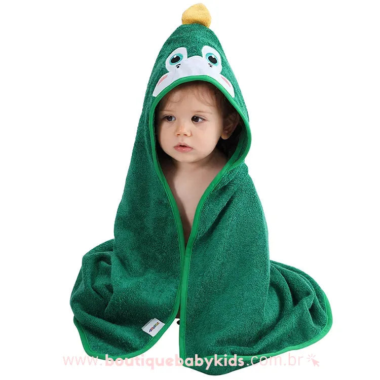 Toalha de Banho Bebê Bichinho Divertida Dinossauro Verde - Boutique Baby Kids