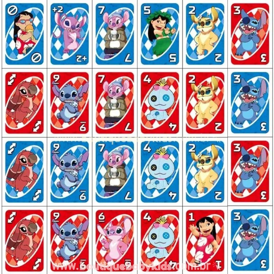 Jogo de Cartas Uno Temático Lilo & Stitch - Boutique Baby Kids
