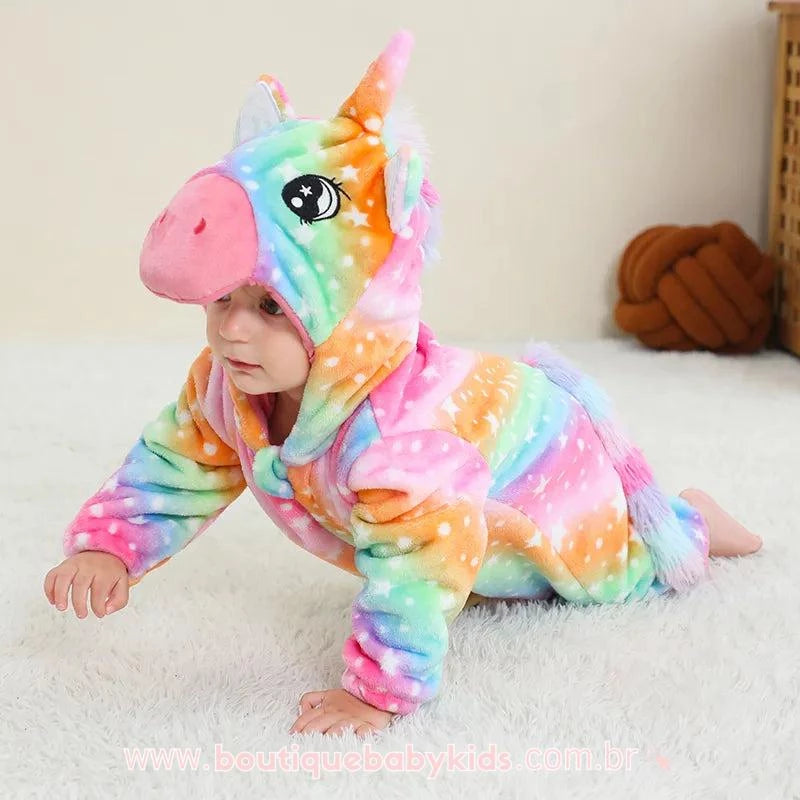 Macacão Bebê Fantasia Unicórnio Colorido - Boutique Baby Kids