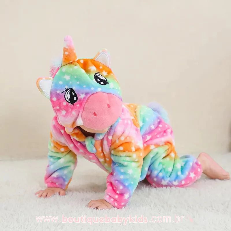 Macacão Bebê Fantasia Unicórnio Colorido - Boutique Baby Kids