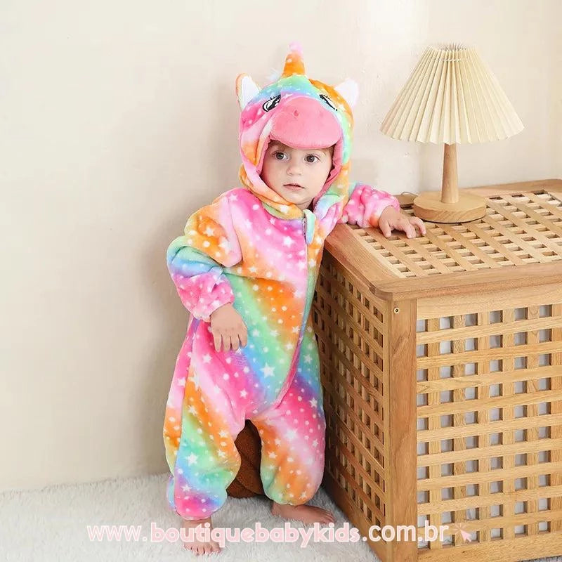 Macacão Bebê Fantasia Unicórnio Colorido - Boutique Baby Kids