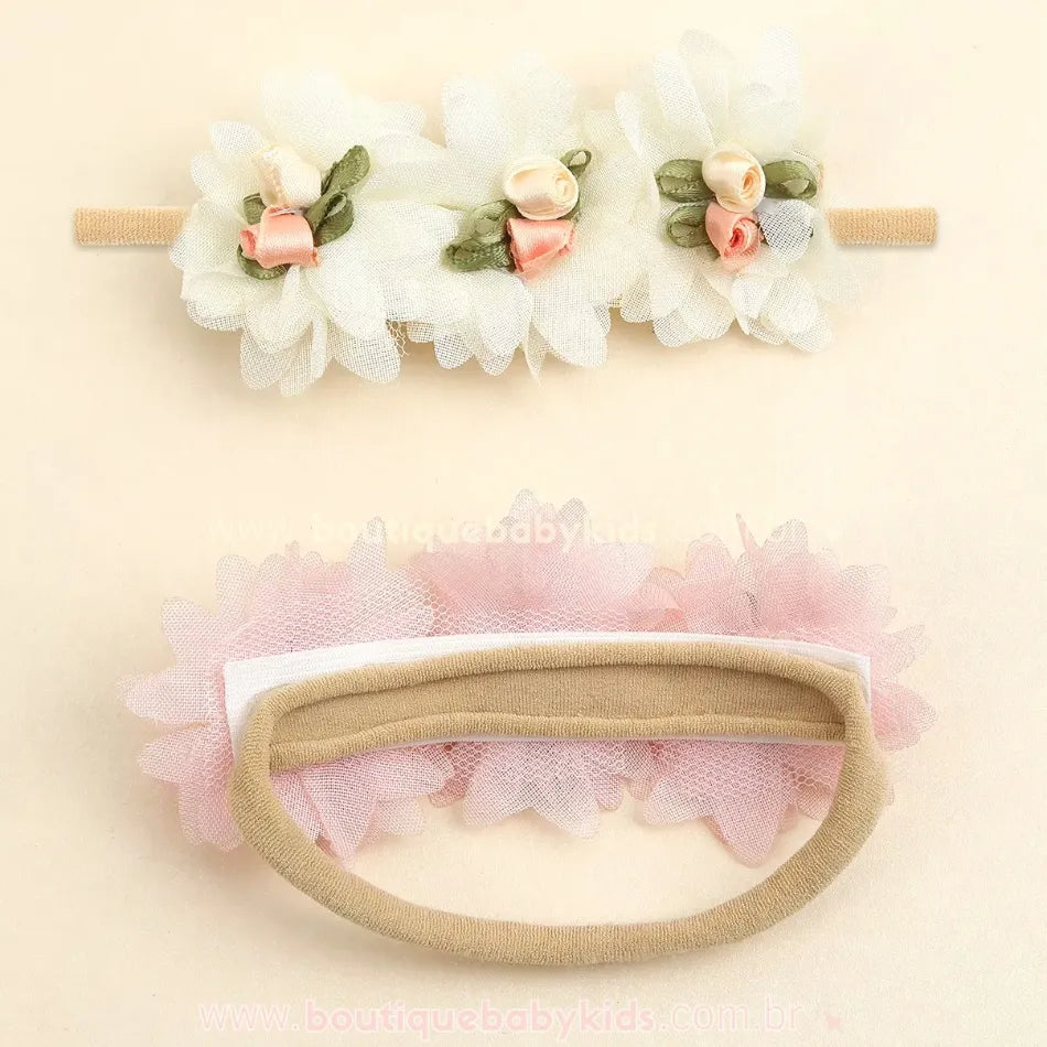 Kit 2 Faixas Florais Encanto de Rosas - Boutique Baby Kids