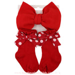 Kit Meia e Faixa com Laço Estampado Vermelho - Boutique Baby Kids