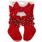 Kit Meia e Faixa com Laço Estampado Vermelho - Boutique Baby Kids