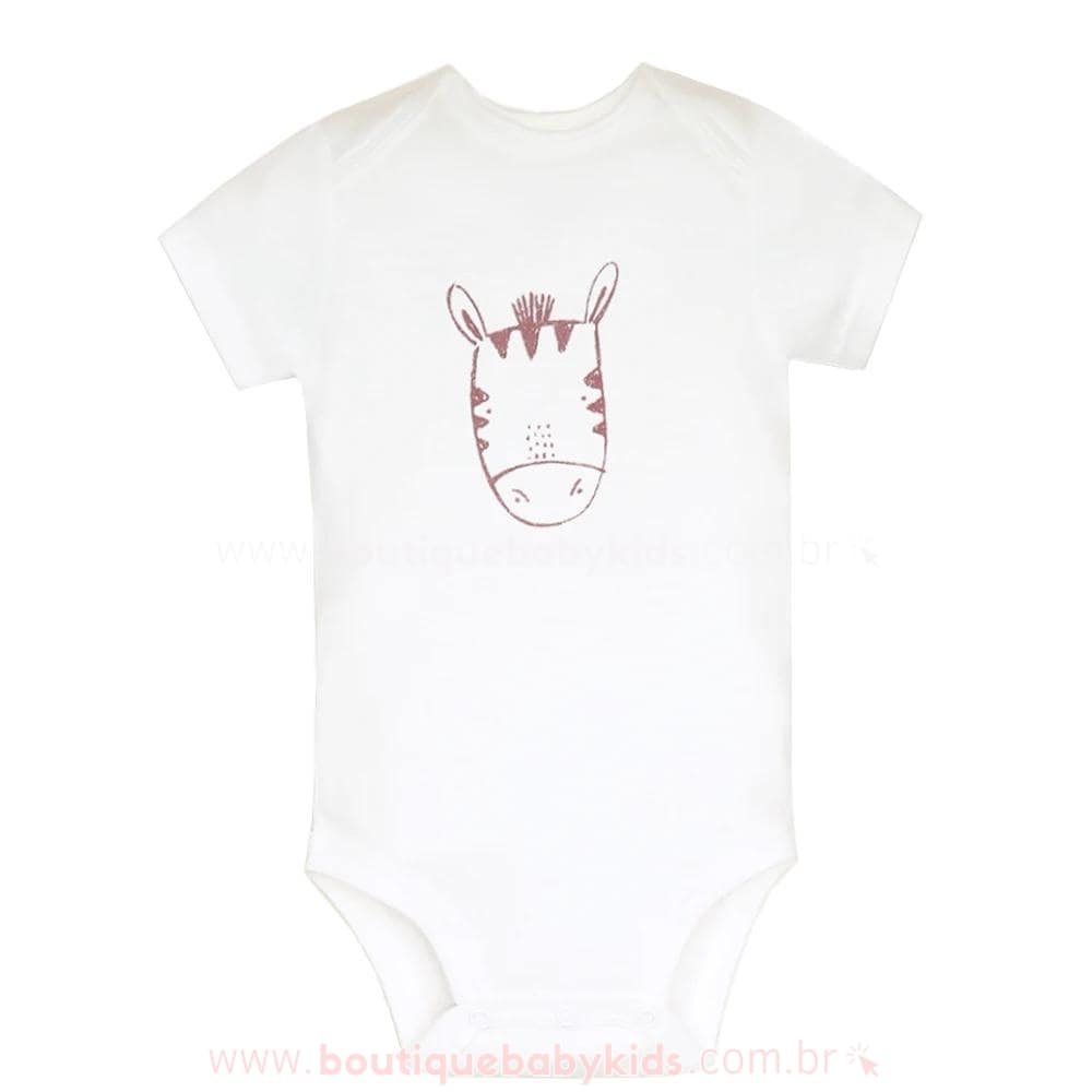 Body Bebê Bichinho Zebrinha Branco Manga Curta - Boutique Baby Kids 