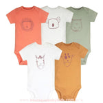 Kit com 5 Bodies Bebê Bichinhos Multicor Manga Curta - Boutique Baby Kids