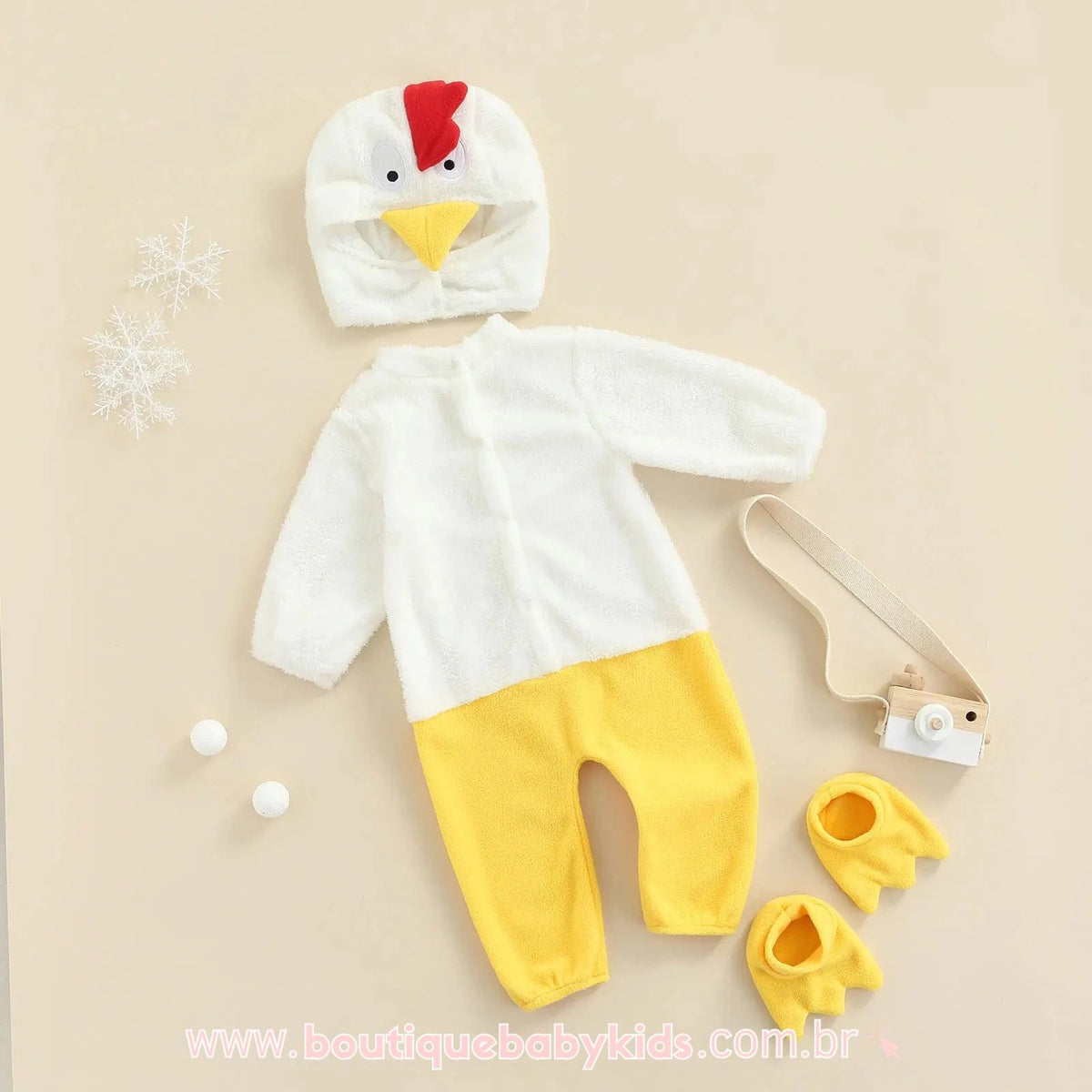 Macacão Bebê Fantasia Pintinho Galinha - Boutique Baby Kids