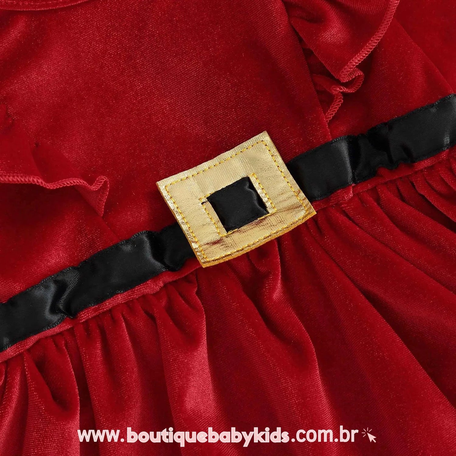 Vestido Bebê Fantasia Mamãe Noel com Faixa