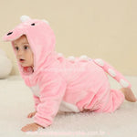 Macacão Bebê Fantasia Bichinho Dinossaura Rosa - Boutique Baby Kids 