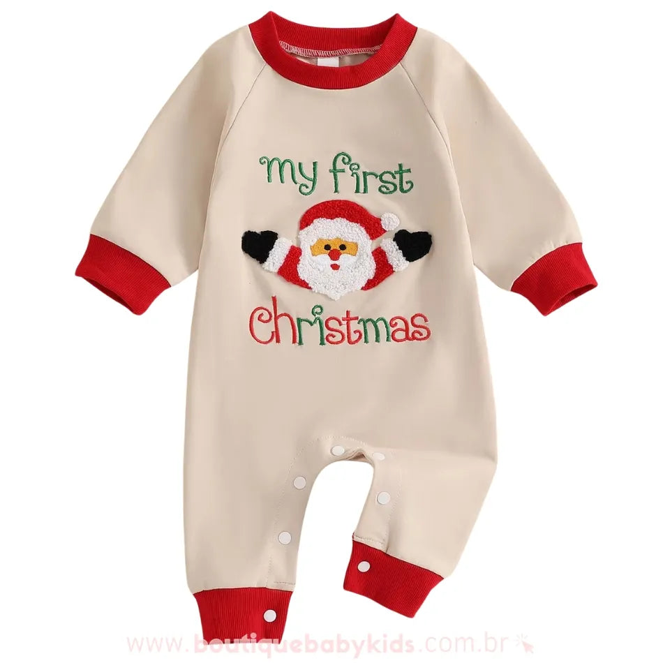 Macacão Bebê Bordado Meu Primeiro Natal - Boutique Baby Kids