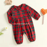 Macacão Bebê Clássico Xadrez Vermelho Manga Longa - Boutique Baby Kids