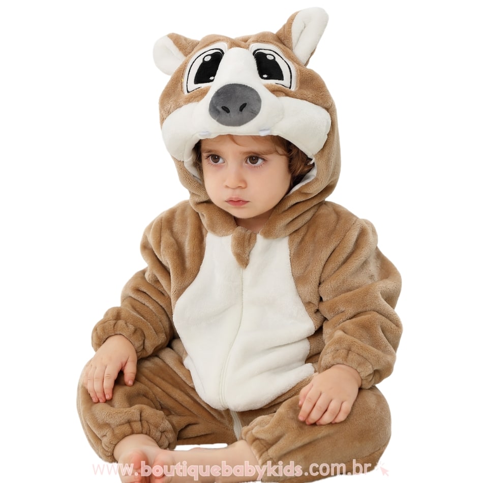 Macacão Bebê Fantasia Bicho-Preguiça - Boutique Baby Kids