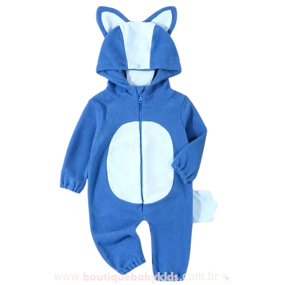 Macacão Bebê Fantasia Bluey e Bingo Azul - Boutique Baby Kids 