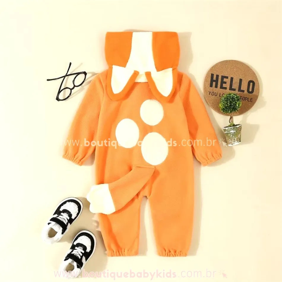Macacão Bebê Fantasia Bluey e Bingo Laranja - Boutique Baby Kids 