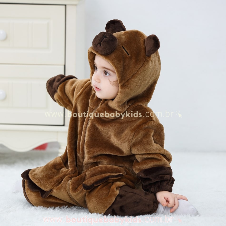 Macacão Bebê Fantasia Bichinho Capivara - Boutique Baby Kids