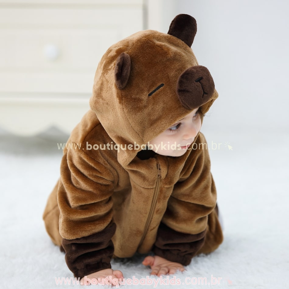 Macacão Bebê Fantasia Bichinho Capivara - Boutique Baby Kids
