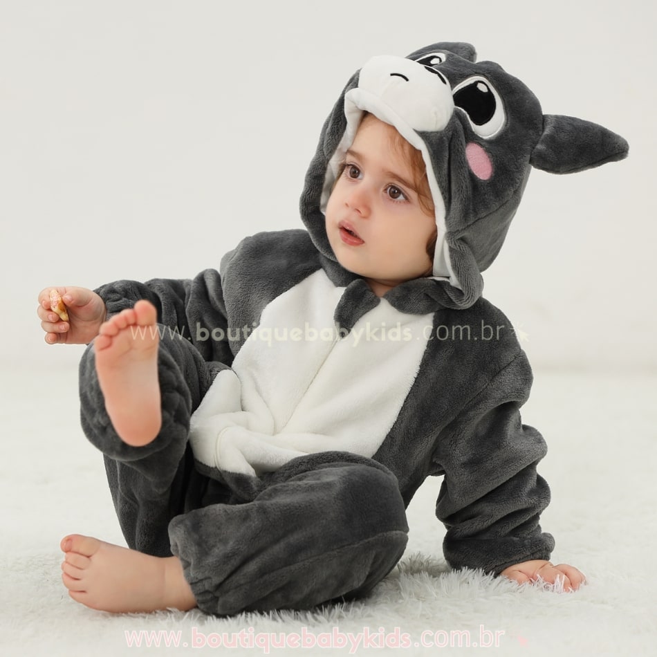 Macacão Bebê Fantasia de Bichinho Chinchila - Boutique Baby Kids