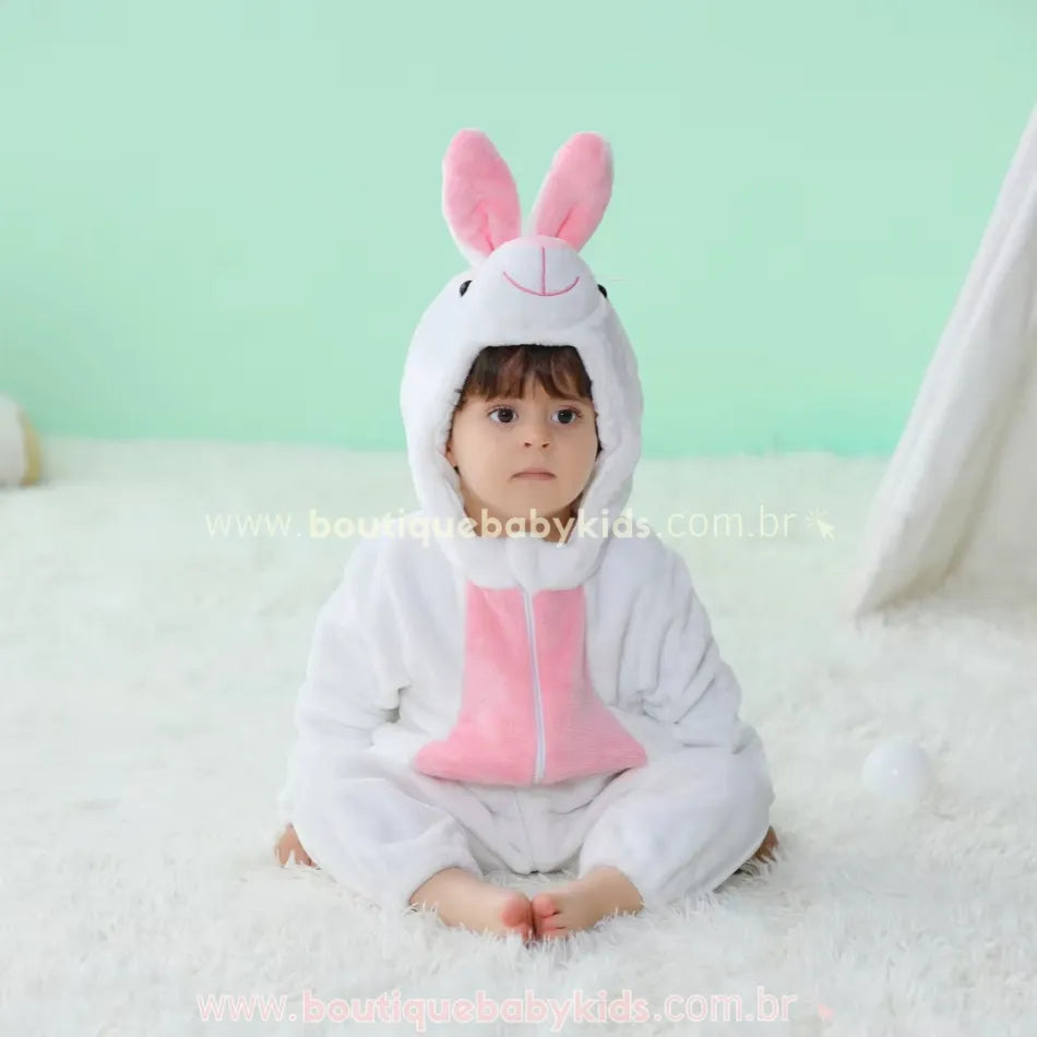 Macacão Bebê Fantasia Coelhinho Branco - Boutique Baby Kids 