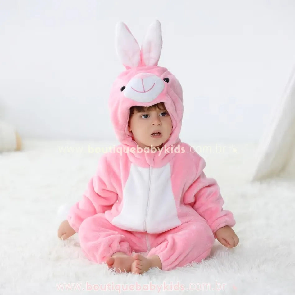 Macacão Bebê Fantasia Coelhinha Rosa - Boutique Baby Kids 