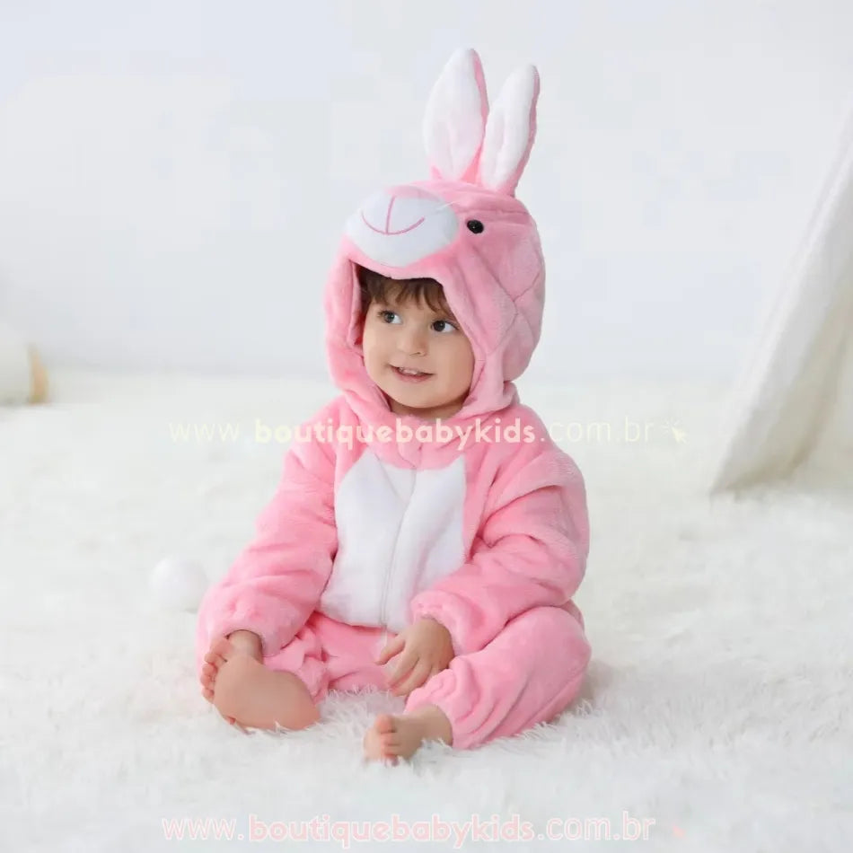 Macacão Bebê Fantasia Coelhinha Rosa - Boutique Baby Kids 