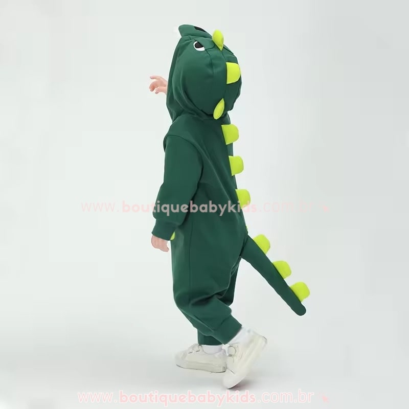 Macacão Bebê Fantasia Bichinho Dinossauro Verde - Boutique Baby Kids 