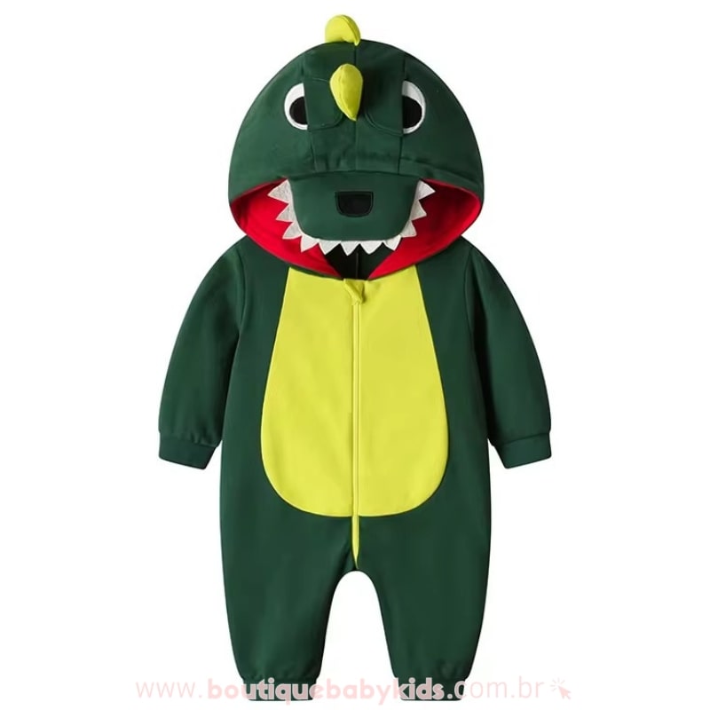 Macacão Bebê Fantasia Bichinho Dinossauro Verde - Boutique Baby Kids 