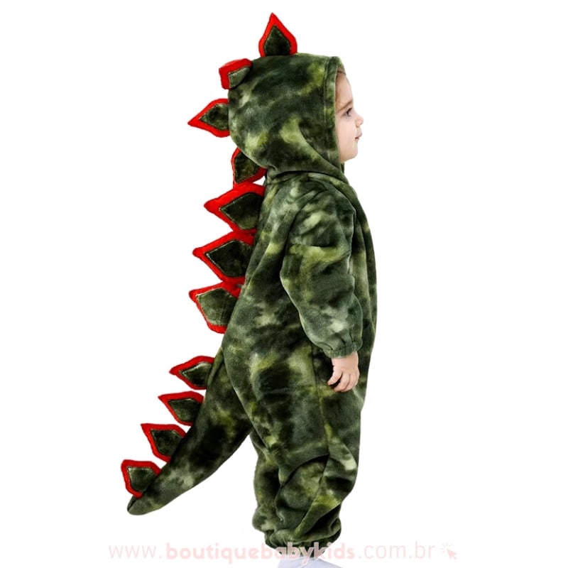 Macacão Bebê Fantasia Kigurumi Dinossauro Verde - Boutique Baby Kids