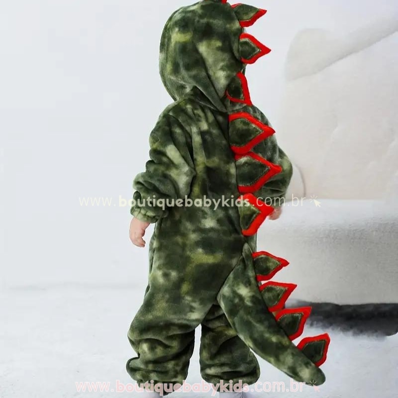 Macacão Bebê Fantasia Kigurumi Dinossauro Verde - Boutique Baby Kids