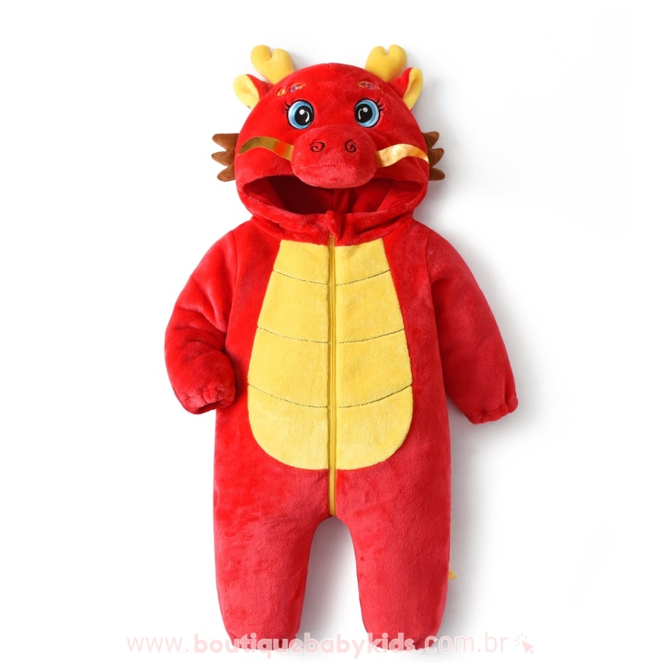 Macacão Bebê Fantasia Bichinho Dragãozinho Vermelho - Boutique Baby Kids 
