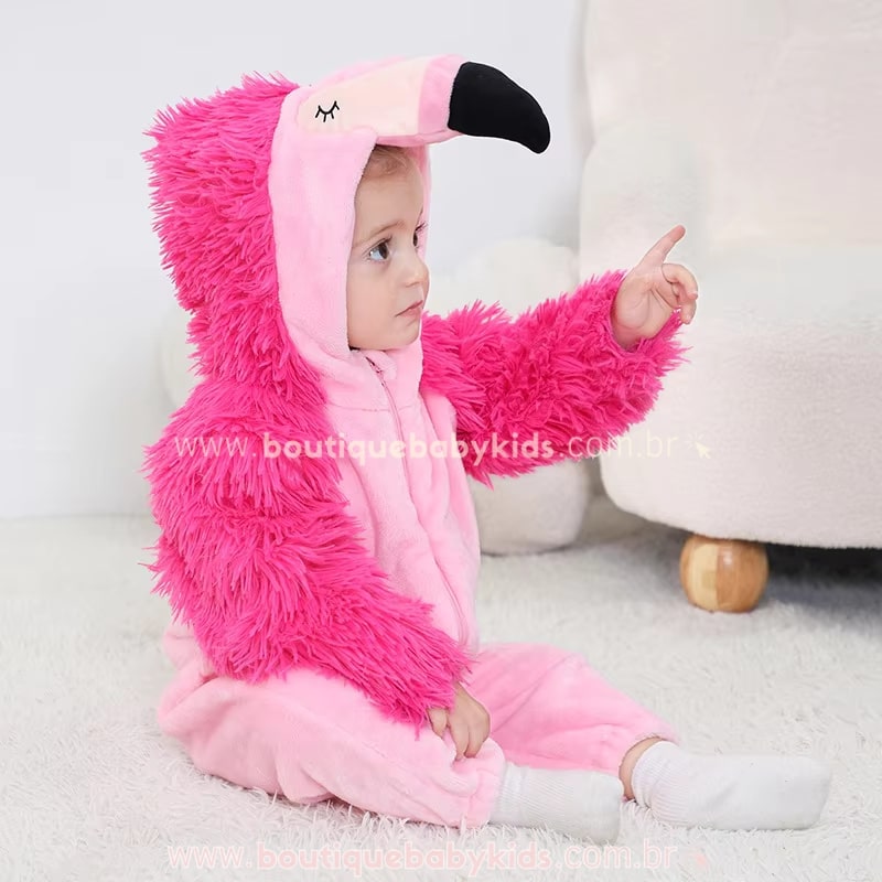 Macacão Bebê Fantasia Flamingo Rosa - Boutique Baby Kids