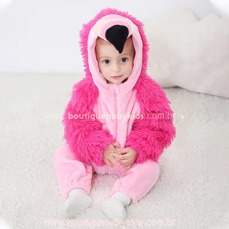 Macacão Bebê Fantasia Flamingo Rosa - Boutique Baby Kids