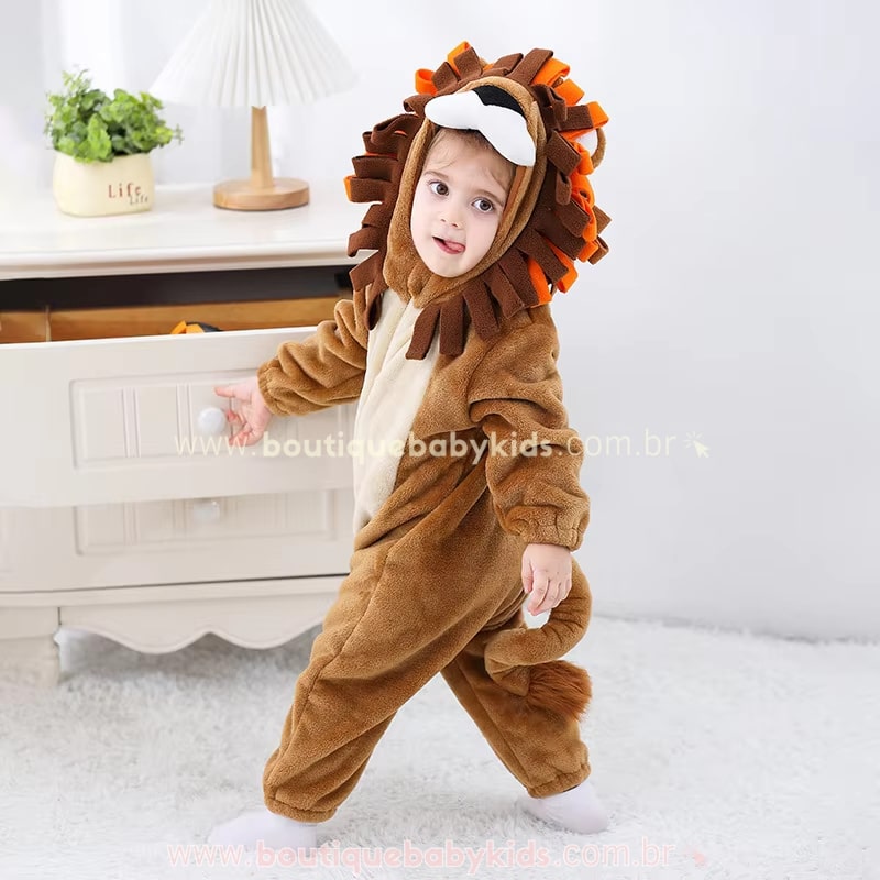 Macacão Bebê Fantasia Leãozinho com Juba - Boutique Baby Kids