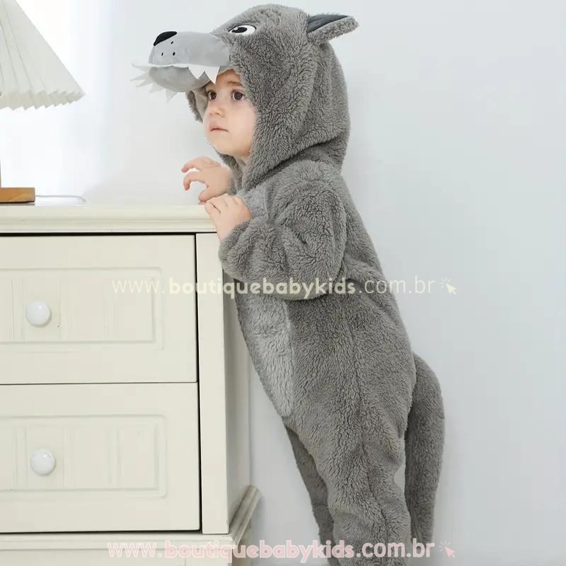 Macacão Bebê Fantasia Bichinho Lobo Mau - Boutique Baby Kids