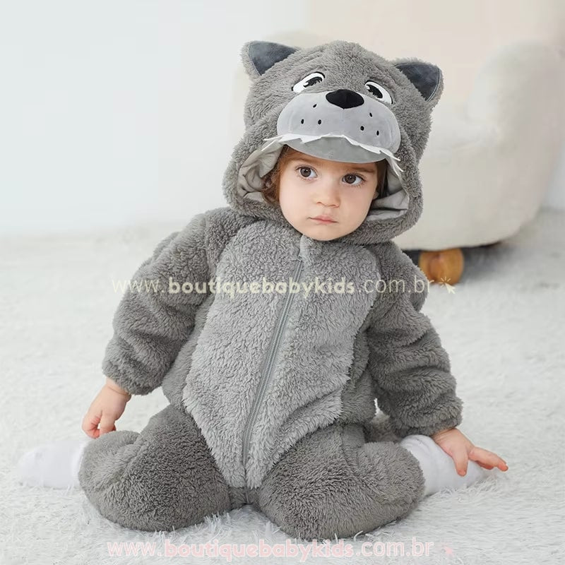 Macacão Bebê Fantasia Bichinho Lobo Mau - Boutique Baby Kids
