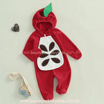 Macacão Bebê Fantasia Maçã Vermelha com Pezinho - Boutique Baby Kids