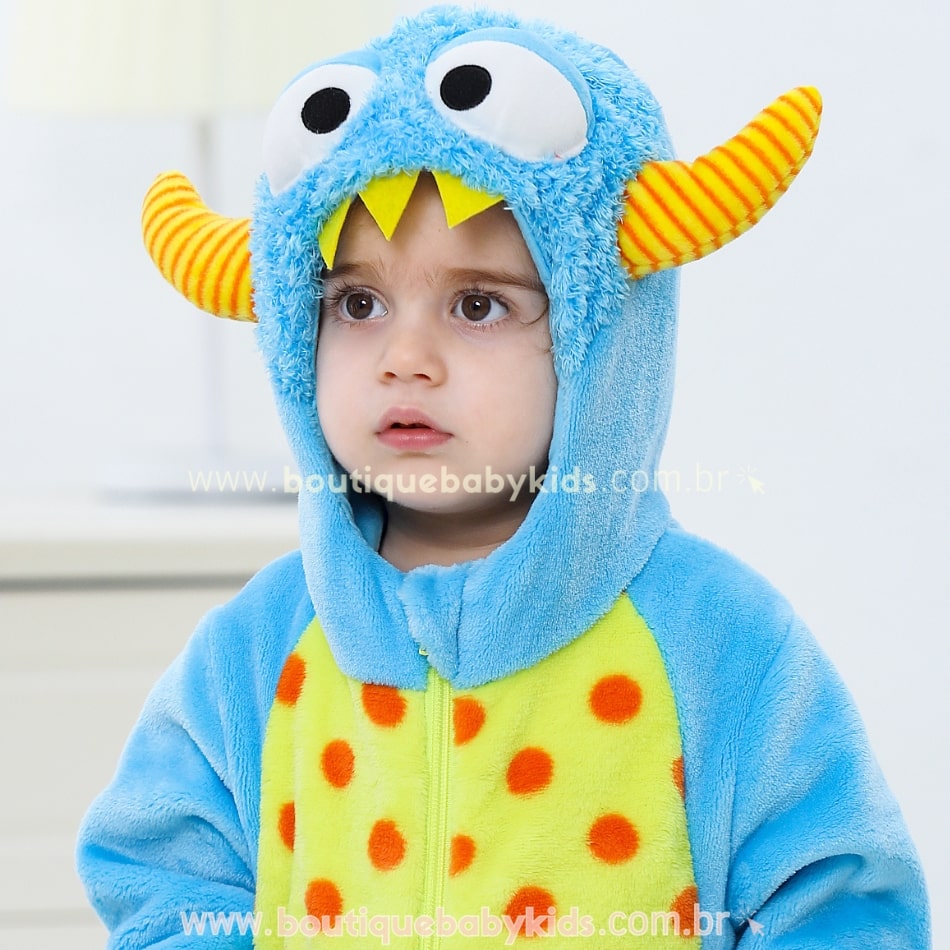 Macacão Bebê Fantasia Bichinho Monstrinho Azul - Boutique Baby Kids 