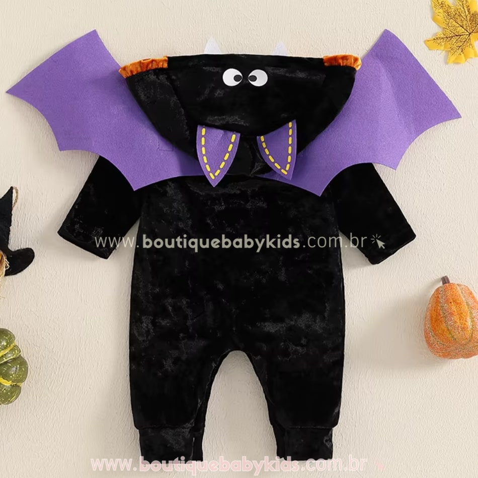Macacão Bebê Fantasia Morceguinho