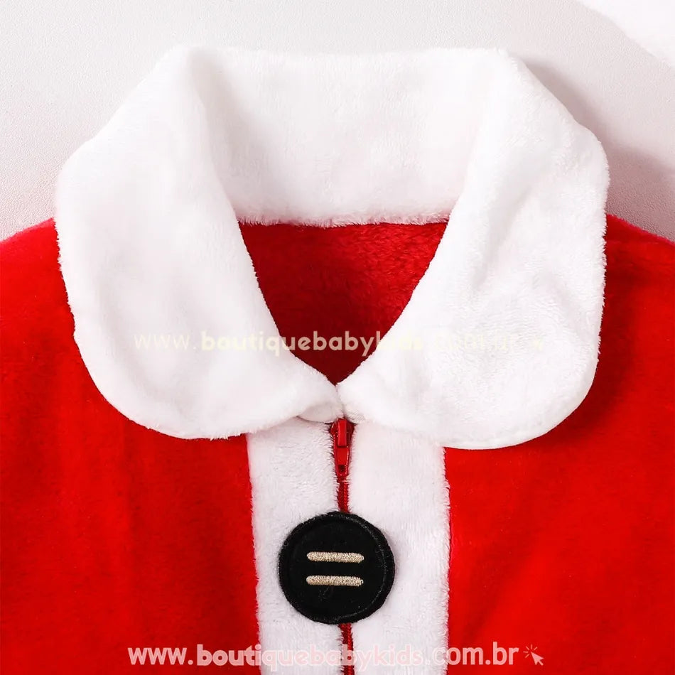 Macacão Bebê Fantasia Papai Noel com Gorro