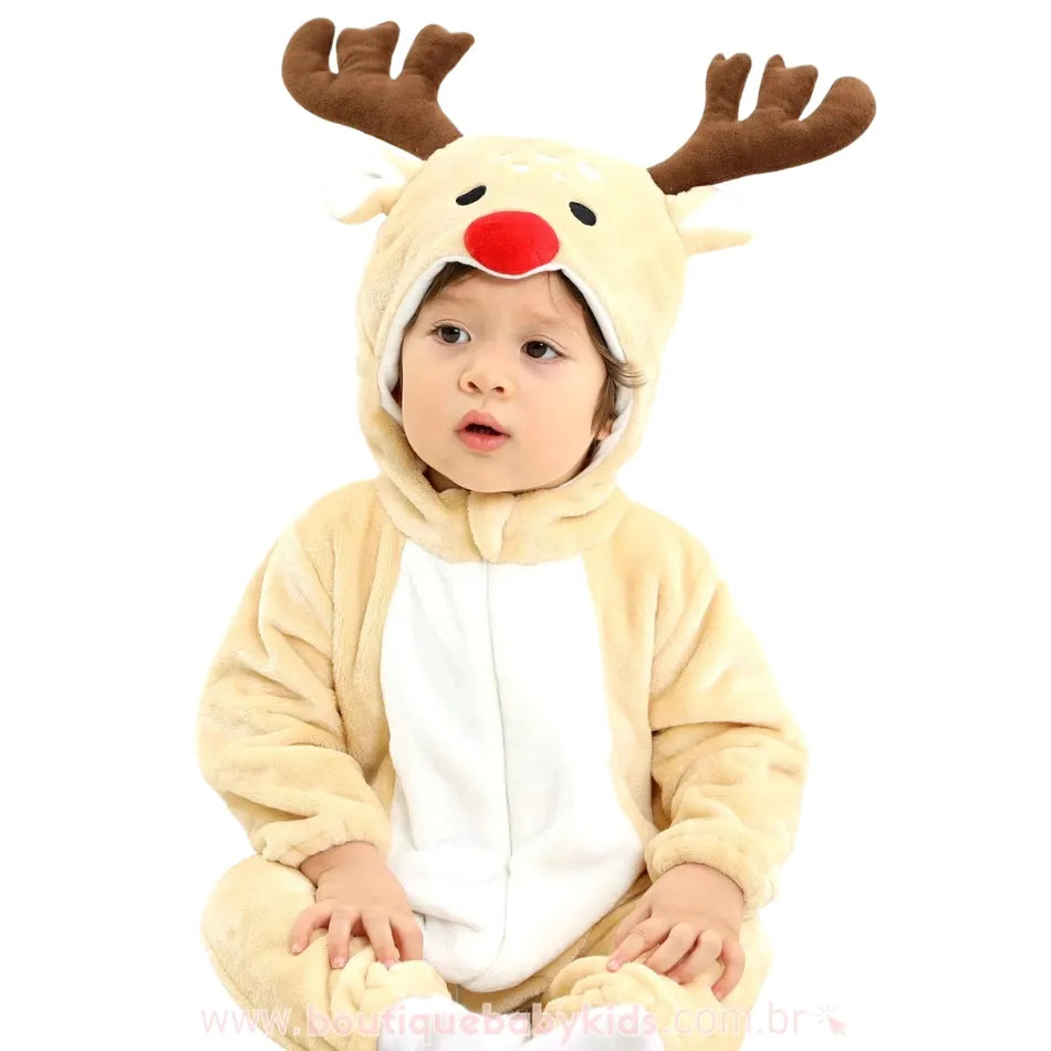 Macacão Bebê Fantasia Rena Natalina - Boutique Baby Kids