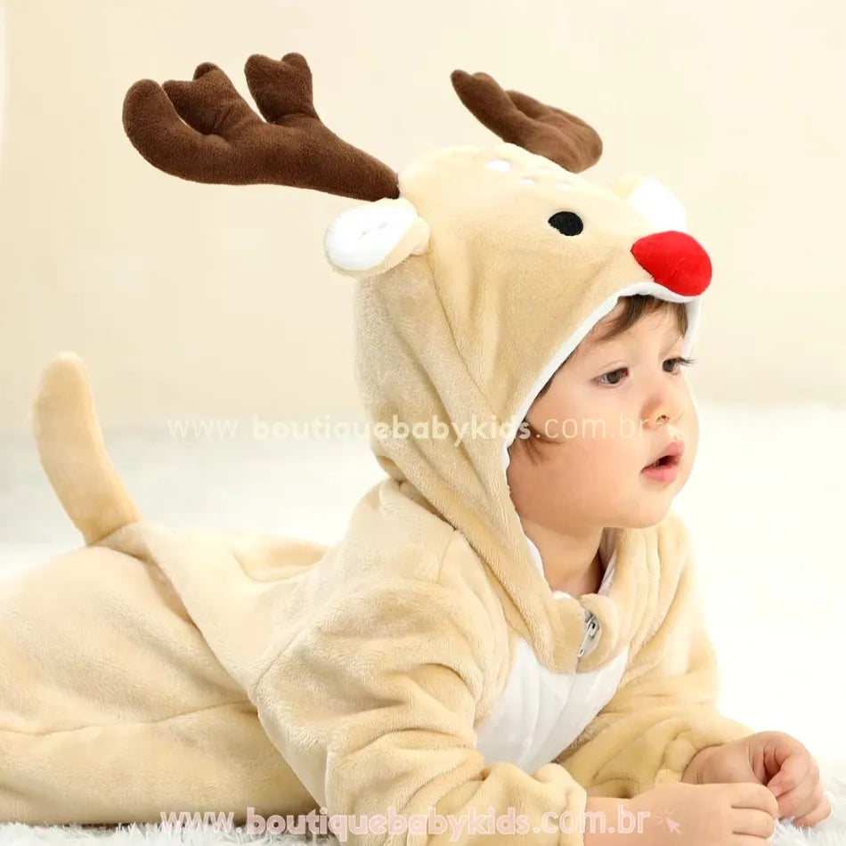 Macacão Bebê Fantasia Rena Natalina - Boutique Baby Kids